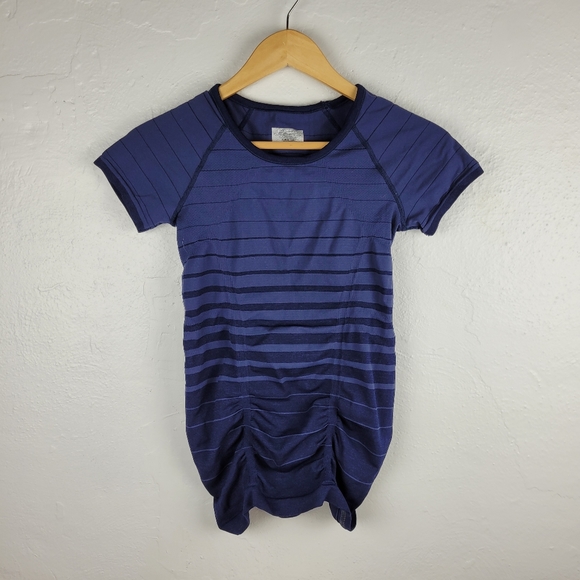Athleta Tops - Athleta Dark Blue Striped Ruched Athletic Top